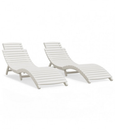 vidaXL Sun Loungers 2 pcs White 184x55x64 cm Solid Wood Acacia