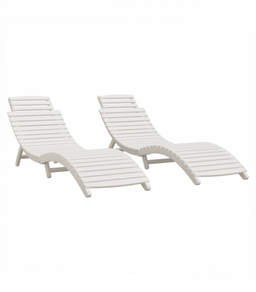 vidaXL Sun Loungers 2 pcs White 184x55x64 cm Solid Wood Acacia