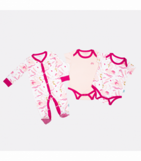 Swan Princess Pink Girls Sleep Suit & 2 Piece Vest Set