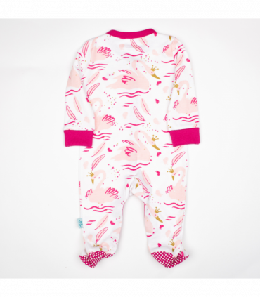 Swan Princess Print Baby Girl Sleep Suit