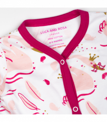 Swan Princess Print Baby Girl Sleep Suit