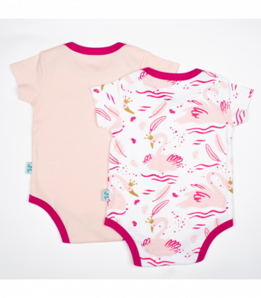 Swan Princess Print Girls Pack of 2 Baby Vests