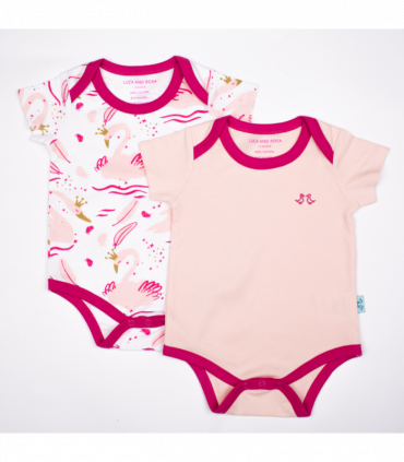 Swan Princess Print Girls Pack of 2 Baby Vests