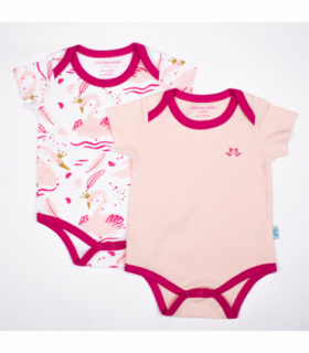 Swan Princess Print Girls Pack of 2 Baby Vests