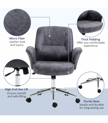 Swivel Computer Office Chair Mid Back Desk Chair for Home, Deep Grey