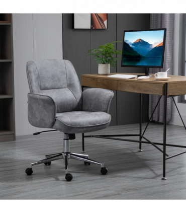 Swivel Computer Office Chair Mid Back Desk Chair for Home, Light Grey