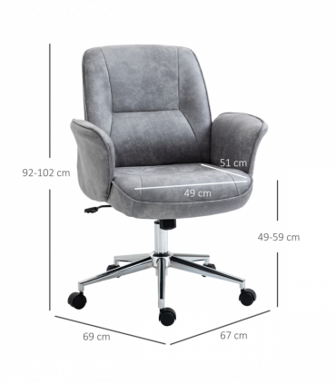 Swivel Computer Office Chair Mid Back Desk Chair for Home, Light Grey