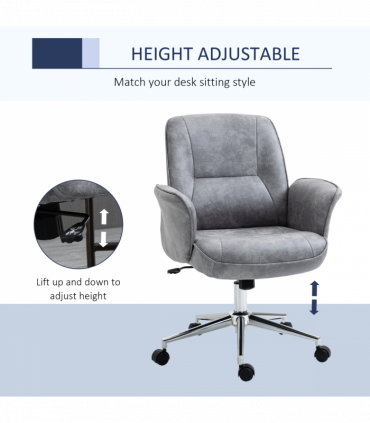 Swivel Computer Office Chair Mid Back Desk Chair for Home, Light Grey