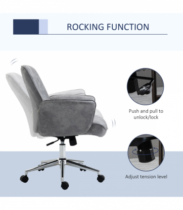 Swivel Computer Office Chair Mid Back Desk Chair for Home, Light Grey