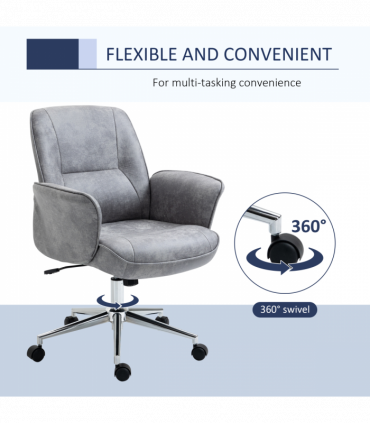 Swivel Computer Office Chair Mid Back Desk Chair for Home, Light Grey