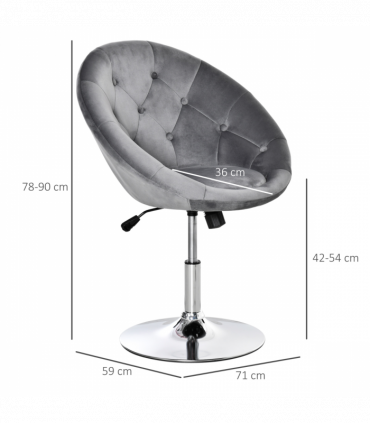 Swivel Dining Height Bar Stool Adjustable Armless Tub Chair Grey