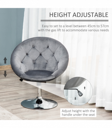 Swivel Dining Height Bar Stool Adjustable Armless Tub Chair Grey