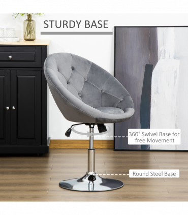Swivel Dining Height Bar Stool Adjustable Armless Tub Chair Grey