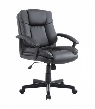 Swivel Executive Office Chair Mid Back PU Leather Chair w/ Arm, Black HOMCOM