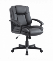 Swivel Executive Office Chair Mid Back PU Leather Chair w/ Arm, Black HOMCOM
