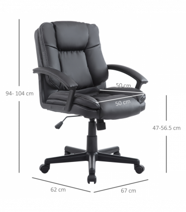 Swivel Executive Office Chair Mid Back PU Leather Chair w/ Arm, Black HOMCOM