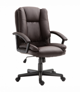 Swivel Executive Office Chair Mid Back PU Leather Chair w/ Arm, Brown HOMCOM