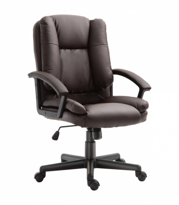 Swivel Executive Office Chair Mid Back PU Leather Chair w/ Arm, Brown HOMCOM