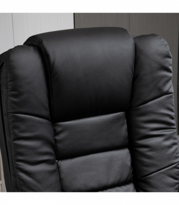 Swivel Manual Recliner and Footrest Set PU Lounge Chair Wood Base, Black