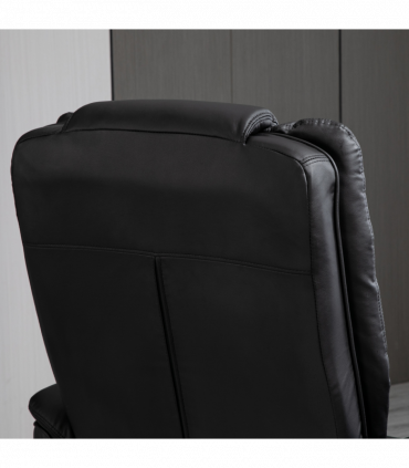 Swivel Manual Recliner and Footrest Set PU Lounge Chair Wood Base, Black