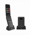 TTfone Black TT760 Flip 4G Mobile with Dock Charger, O2 SIM