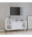 TV Cabinet High Gloss White 100x35x55 cm Engineered Wood