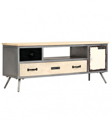 TV Cabinet Solid Mango Wood and Steel 120x30x45 cm