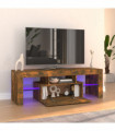 TV Cabinet with LED Lights Smoked Oak 120x35x40 cm