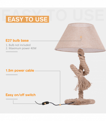 Table Lamp Indispensable Nautical Twisted Rope E27 Base Bedside Light