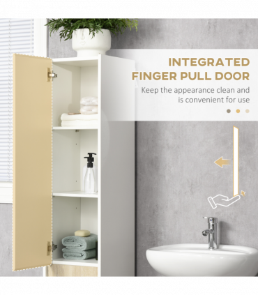 Tall Bathroom Cabinet Modern Freestanding Tallboy w/ Adjustable Shelves White