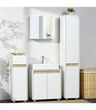 Tall Bathroom Cabinet Modern Freestanding Tallboy w/ Adjustable Shelves White