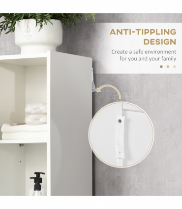 Tall Bathroom Cabinet Modern Freestanding Tallboy w/ Adjustable Shelves White