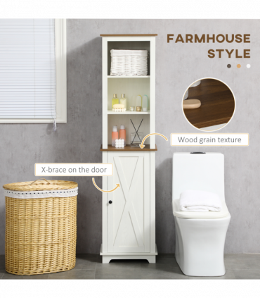 Tall Bathroom Cabinet Storage Cupboard with Door, Adjustable Shelves