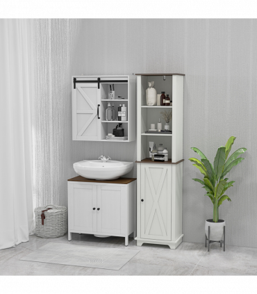 Tall Bathroom Cabinet Storage Cupboard with Door, Adjustable Shelves