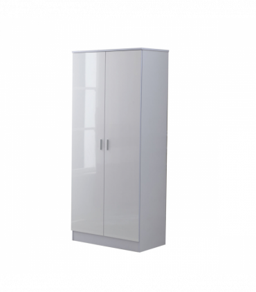 Tall White High Gloss Wardrobes 3 Pc Chest Bedside Table 7 Drawer