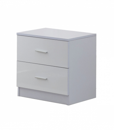 Tall White High Gloss Wardrobes 3 Pc Chest Bedside Table 7 Drawer