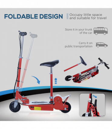 Teen Foldable Electric Scooter Battery 12V 120W w/ Brake Kickstand HOMCOM