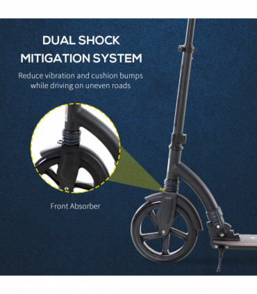 Teens Adult Kick Scooter Foldable Adjust Aluminum For Age 14 Black HOMCOM