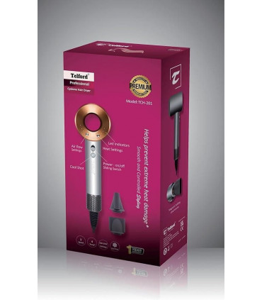 Telford Cyclonic Hair Dryer With Two Concentrator Nozzles - Copper