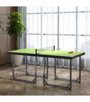 Tennis Table Ping Pong Foldable with Net Game Steel 182cm Indoor, Green HOMCOM