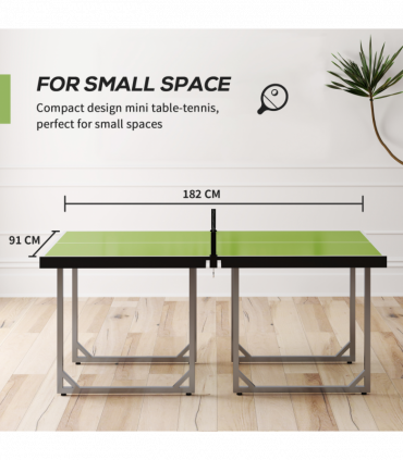 Tennis Table Ping Pong Foldable with Net Game Steel 182cm Indoor, Green HOMCOM