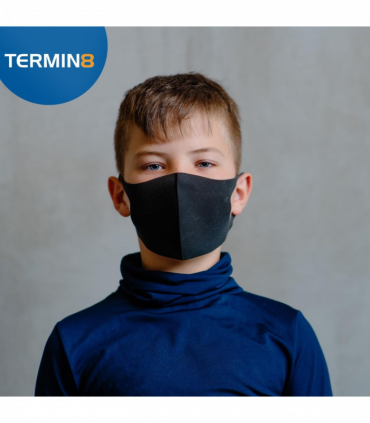 Termin8 Lightweight Breathable Reusable Face Mask for Kids, Machine Washable - Black