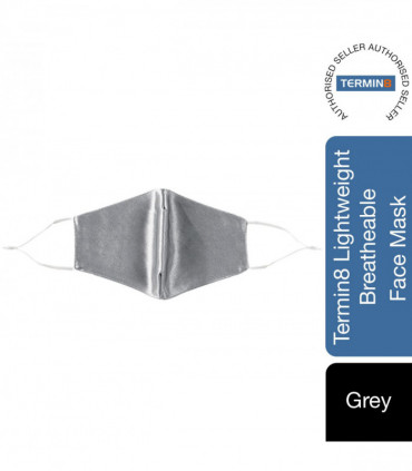 Termin8 Satin Silk, Lightweight Breathable Festival Face Mask, Grey