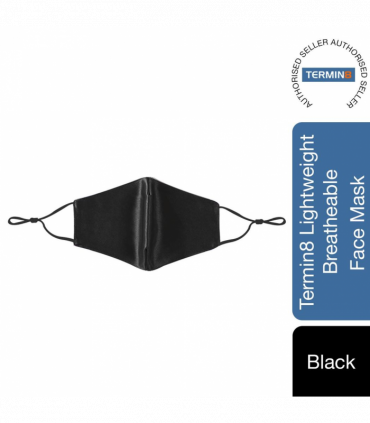 Termin8 Satin Silk, Lightweight Breathable, Washable & Festival Face Mask, Black