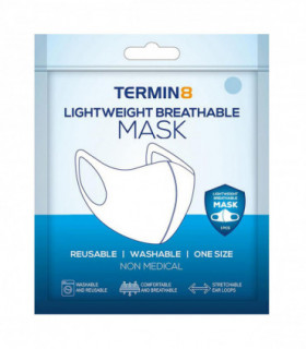 Termin8 Water Repellent Reusable Adult/Teen Face Covering - Water Repellent Reusable Face Coverings (Blue, 1 Pack)