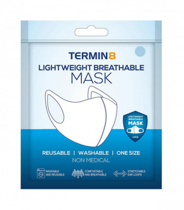 Termin8 Water Repellent Reusable Adult/Teen Face Covering - Water Repellent Reusable Face Coverings (Blue, 1 Pack)