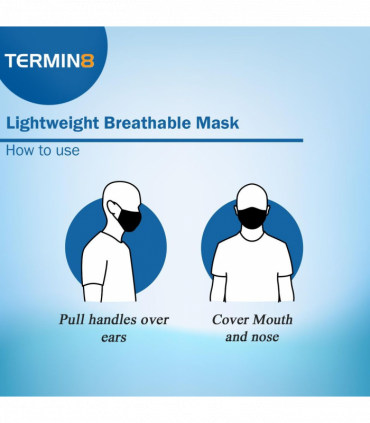 Termin8 Water Repellent Reusable Adult/Teen Face Covering - Water Repellent Reusable Face Coverings (Blue, 1 Pack)