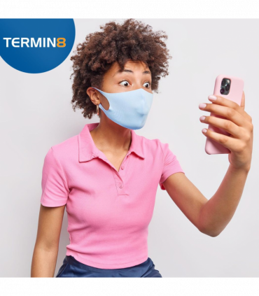 Termin8 Water Repellent Reusable Adult/Teen Face Covering - Water Repellent Reusable Face Coverings (Blue, 1 Pack)