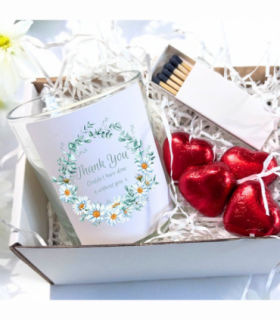 Thank You Daisy Flowers Candle Gift Set | Friends Gift Hamper | Teacher Gift Set | Gift To Say Thanks | Nurses Gift Box UK