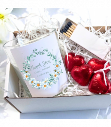 Thank You Daisy Flowers Candle Gift Set | Friends Gift Hamper | Teacher Gift Set | Gift To Say Thanks | Nurses Gift Box UK